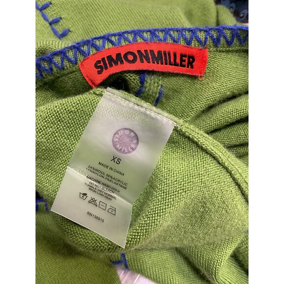 Simon Miller 'Glenn' Green Acrylic Embroidered Knitted Sweater Size XS - Picture 3 of 3